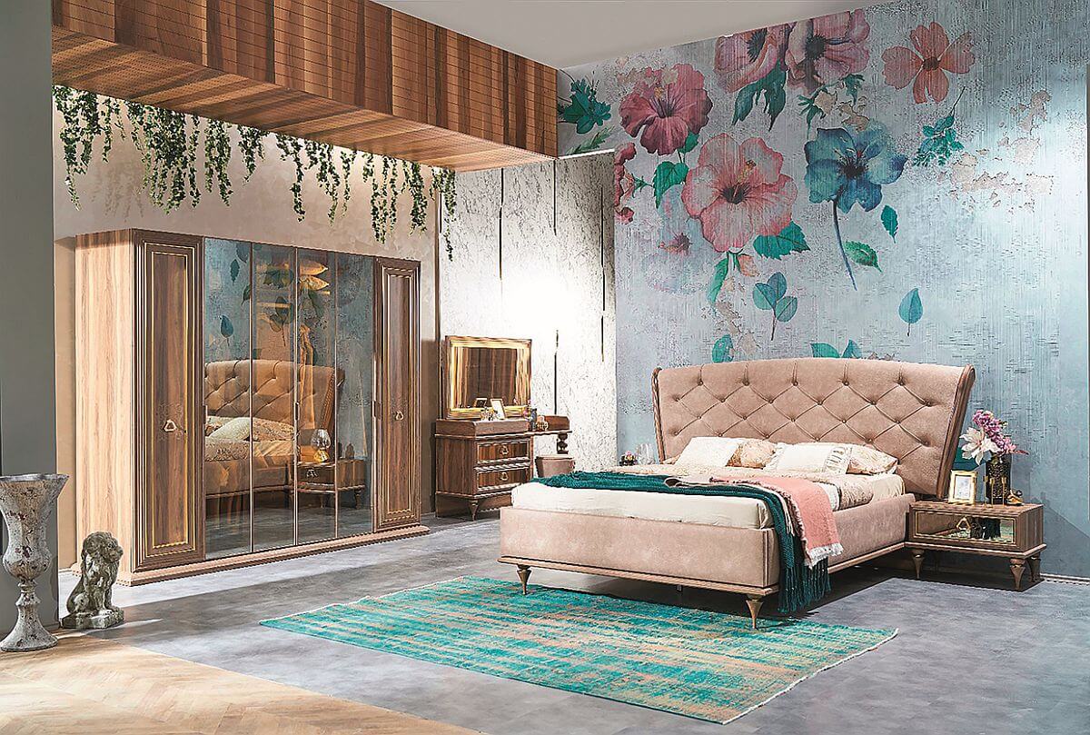 Gama de mobilier Yildiz include pat tapițat, noptiere, dulap și comodă cu setare. Află despre detalii dimensiuni, materiale și preț AICI.