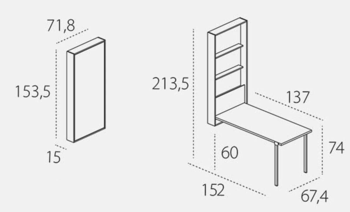 Dimensiunile sistemului Wally Plus sunt pretabile pentru spațiile mici. Condiția este să ai în vedere un spațiu în lateralul mesei de minimum 60-80 cm pentru a putea manevra scaunul sau scaunele, după nevoie.